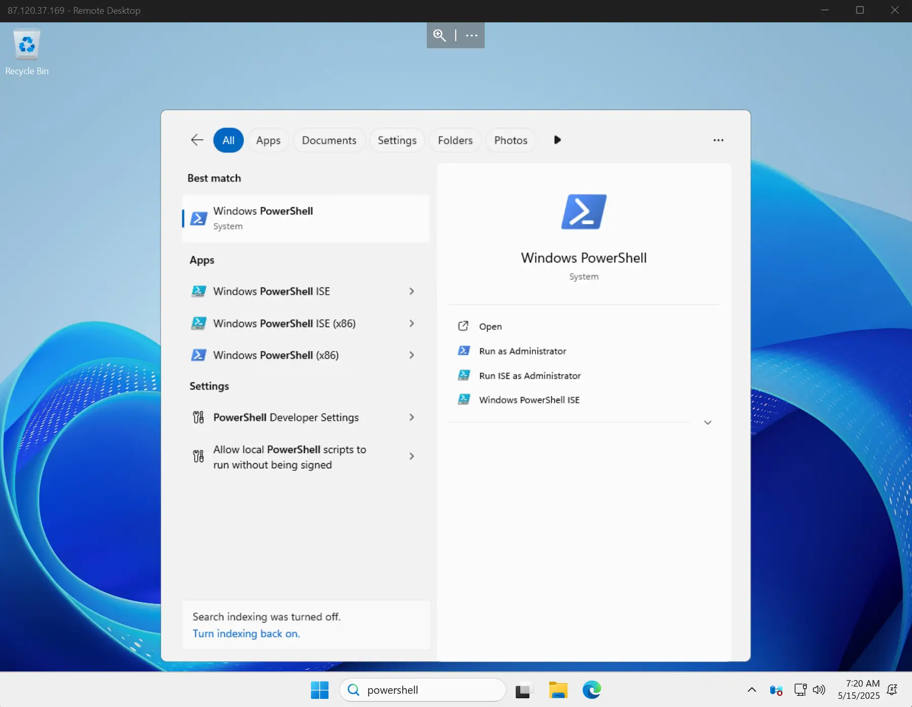 powershell start menu