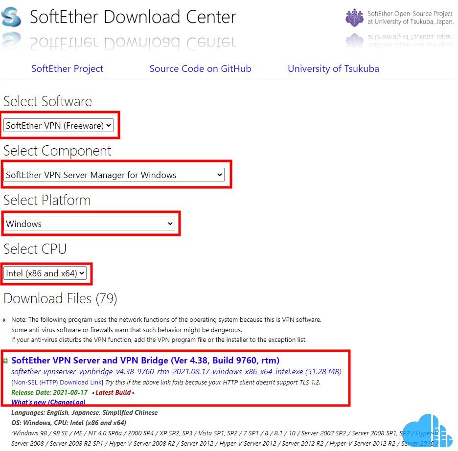 download the softether server manager client