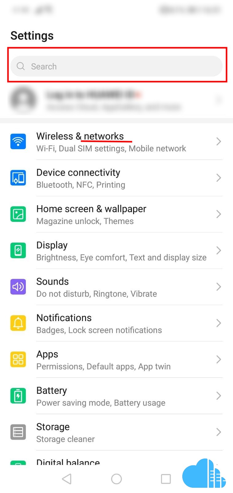 locate your mobile's settings