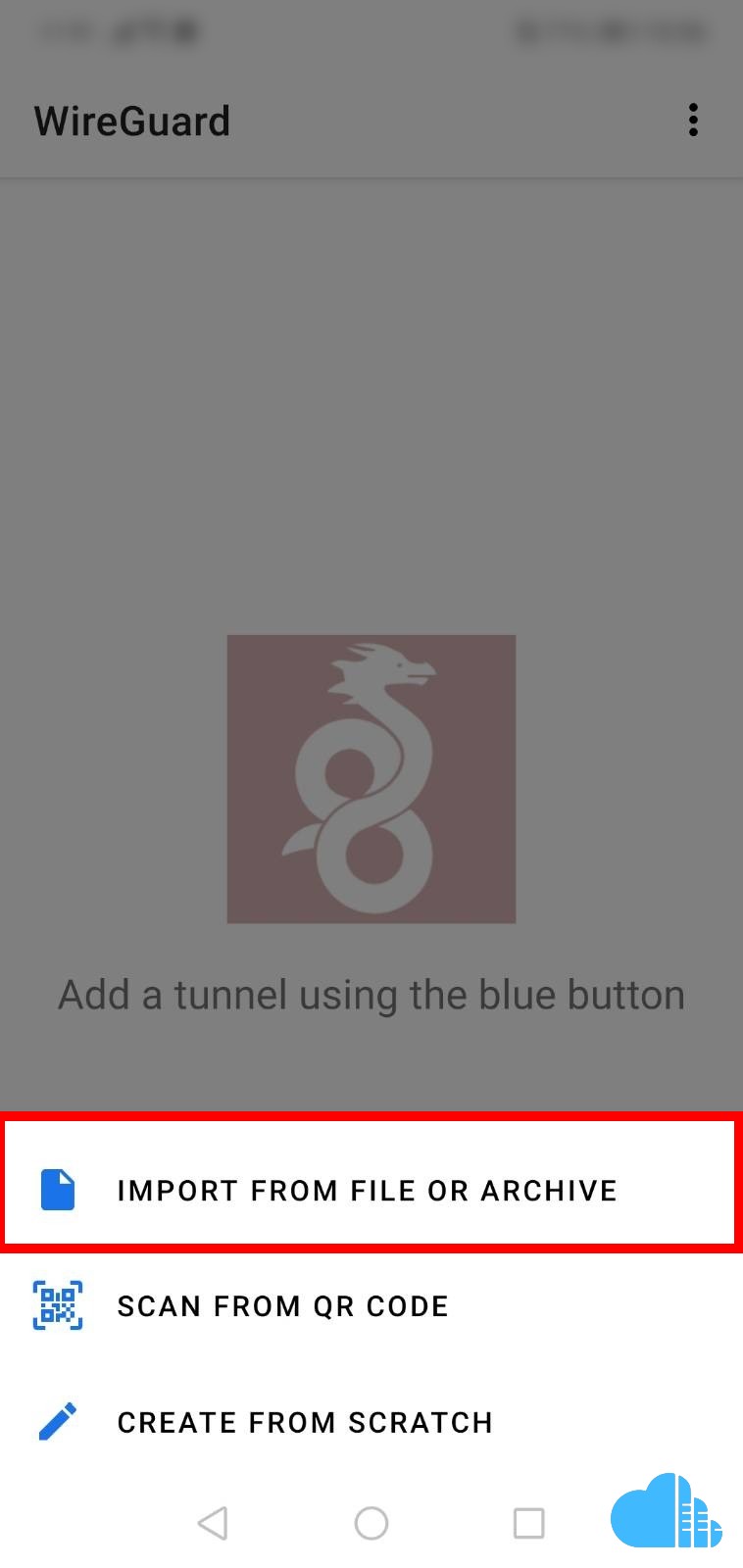 tap on the import a file button