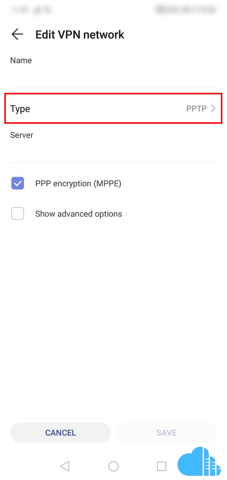 you will arrive at the default vpn configuration page